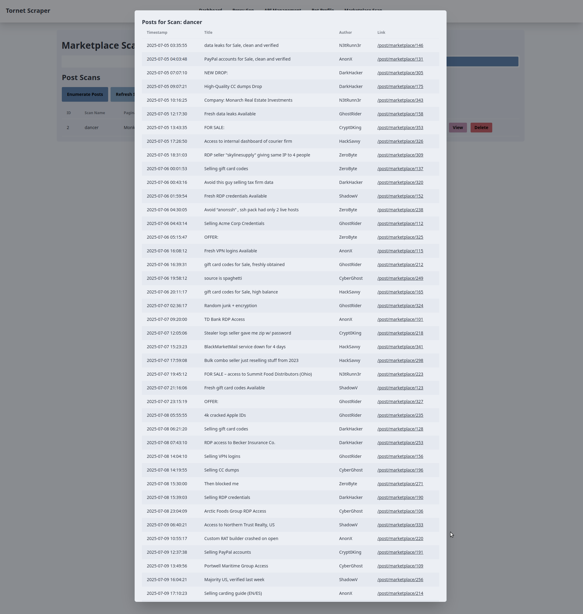 Marketplace posts scraping