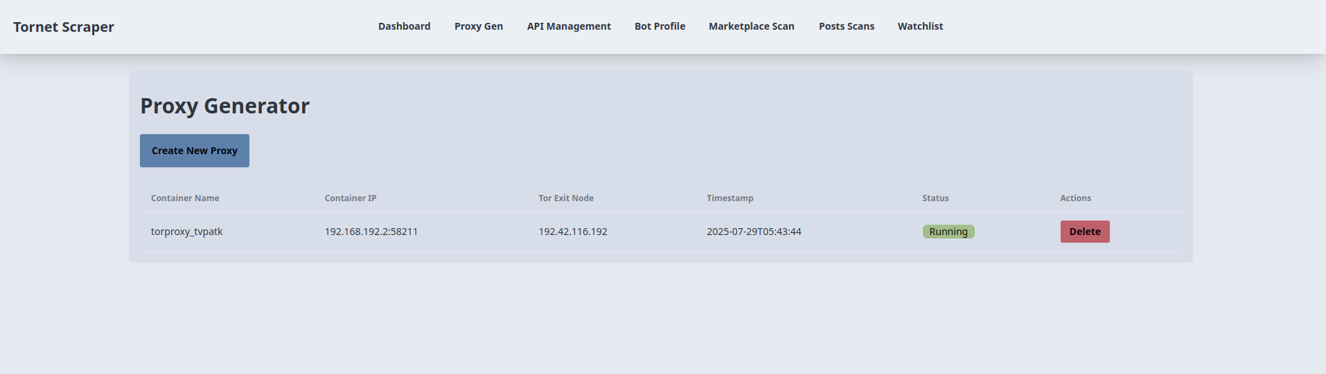 Tornet Scraper Proxy Page